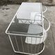 Vintage70's, Emu table in metal and glass, chairs swivelling under the table