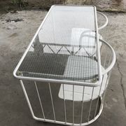 Vintage70's, Emu table in metal and glass, chairs swivelling under the table