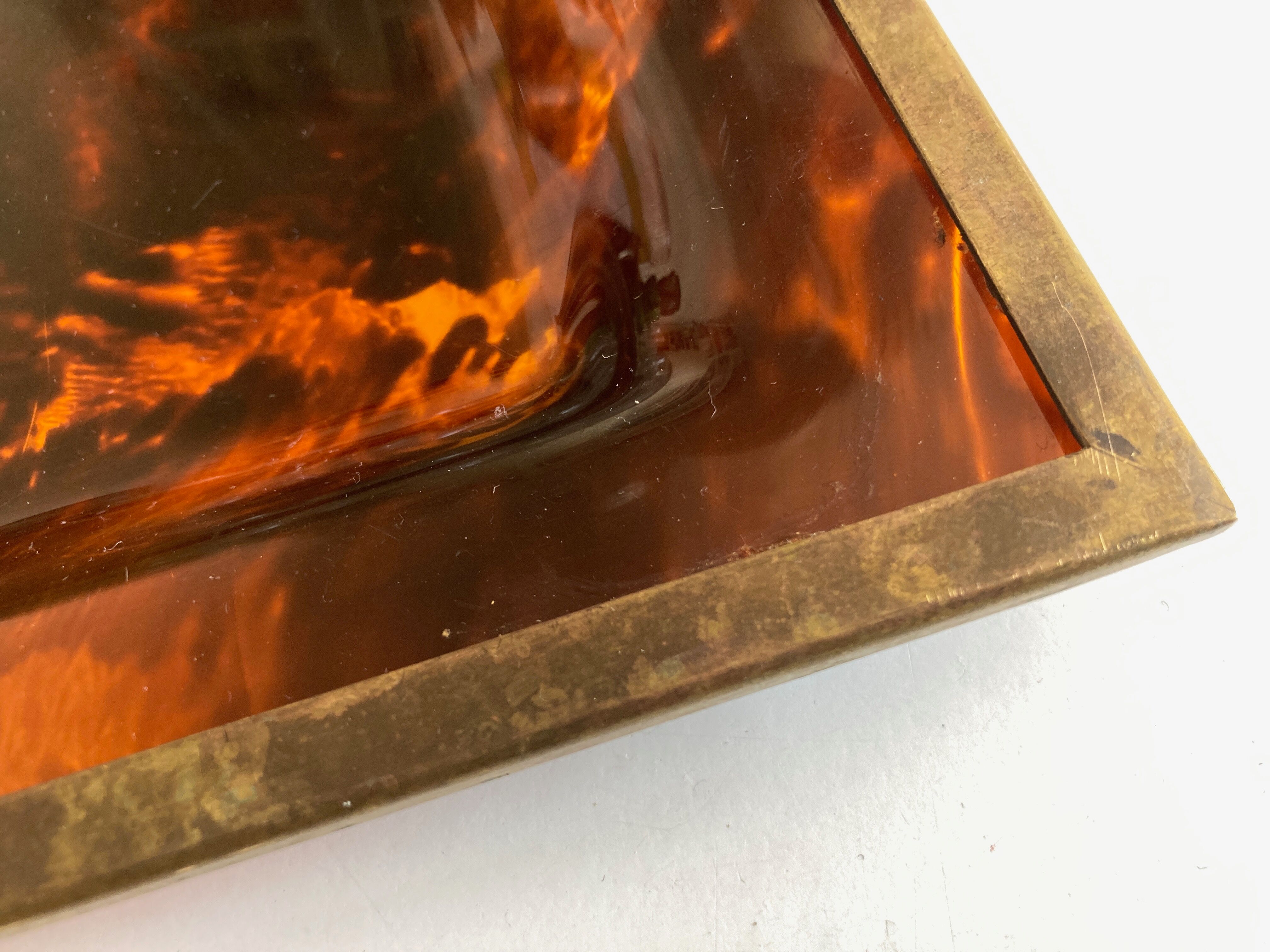 Plate of lucite scale and patinated brass