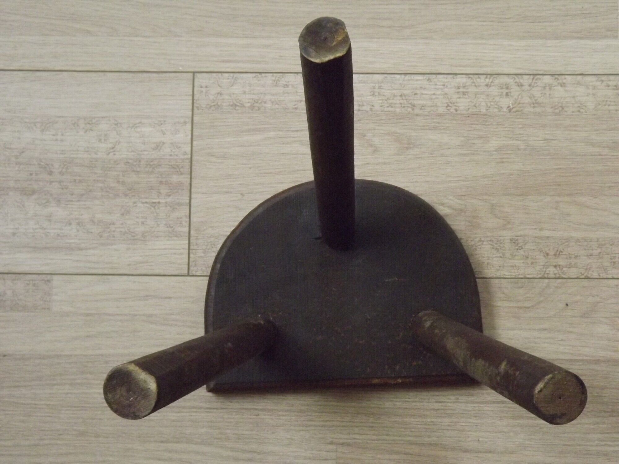 Vintage French Traditional Wooden 3 Legged Milking Stool – D-Shaped Seat
