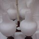 Scandinavian teak chandelier white opaline 1950