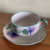 Thistle flower stoneware mug