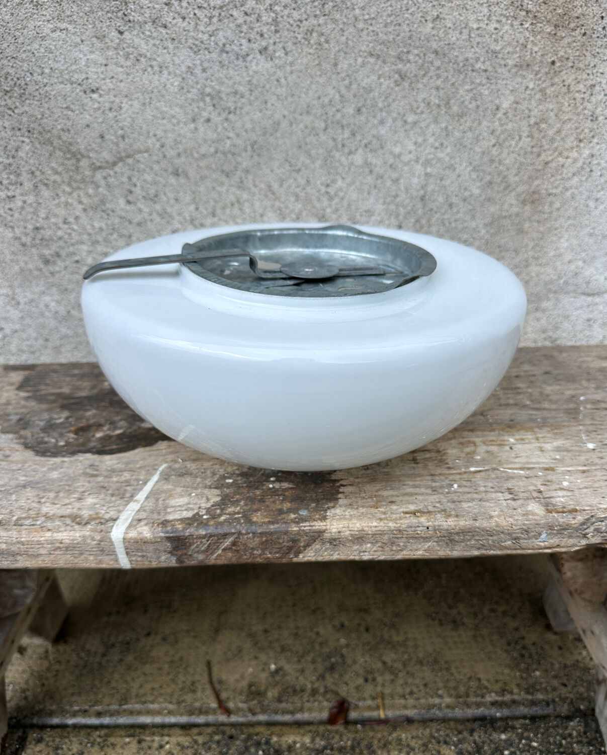 Vintage ceiling light in white opaline, vintage wall sconce.