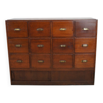 Antique Dutch Oak Apothecary Cabinet or Filing Cabinet, 1930s