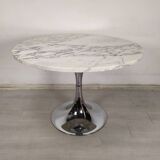 Marble chrome tulip table