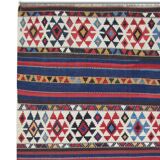 Shirvan Kilim Runner 1940s, Tribal Wool Striped Geometric Rug 340x160cm