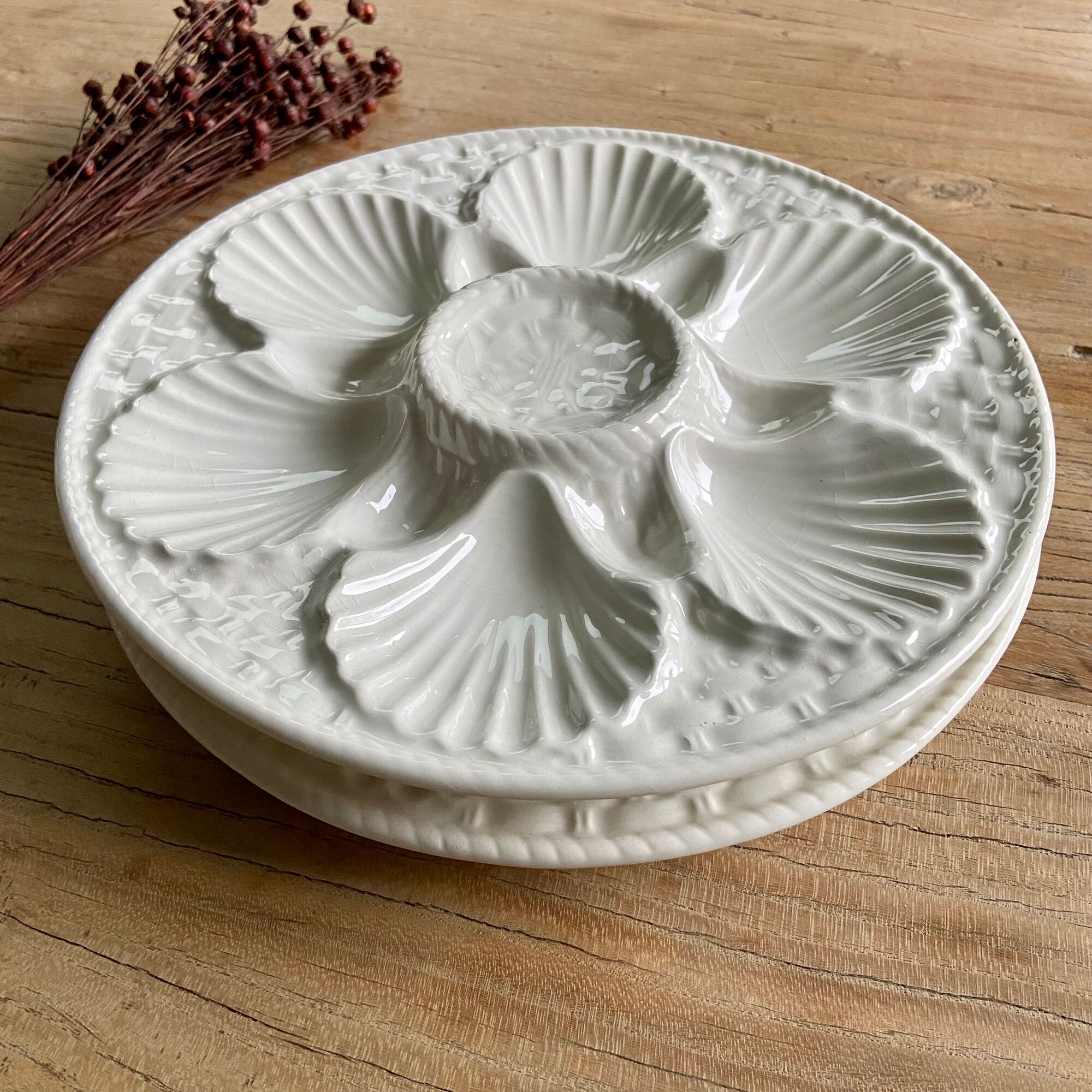 Set of 2 vintage oyster plates longchamp france