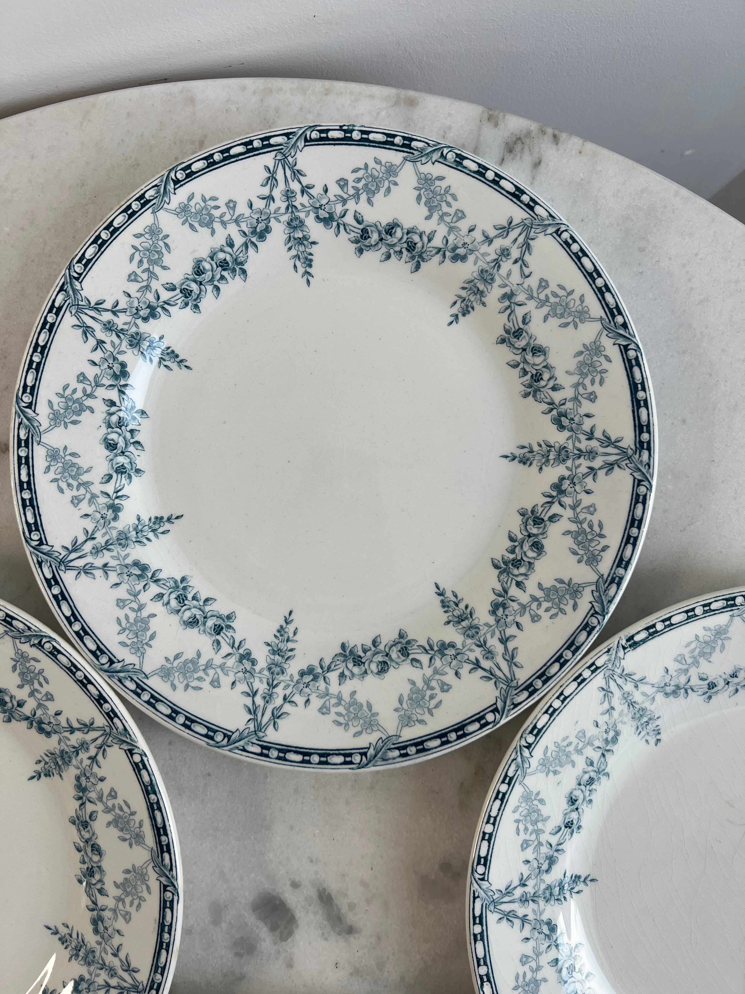 Set of 4 flat plates Creil and Montereau Labrador