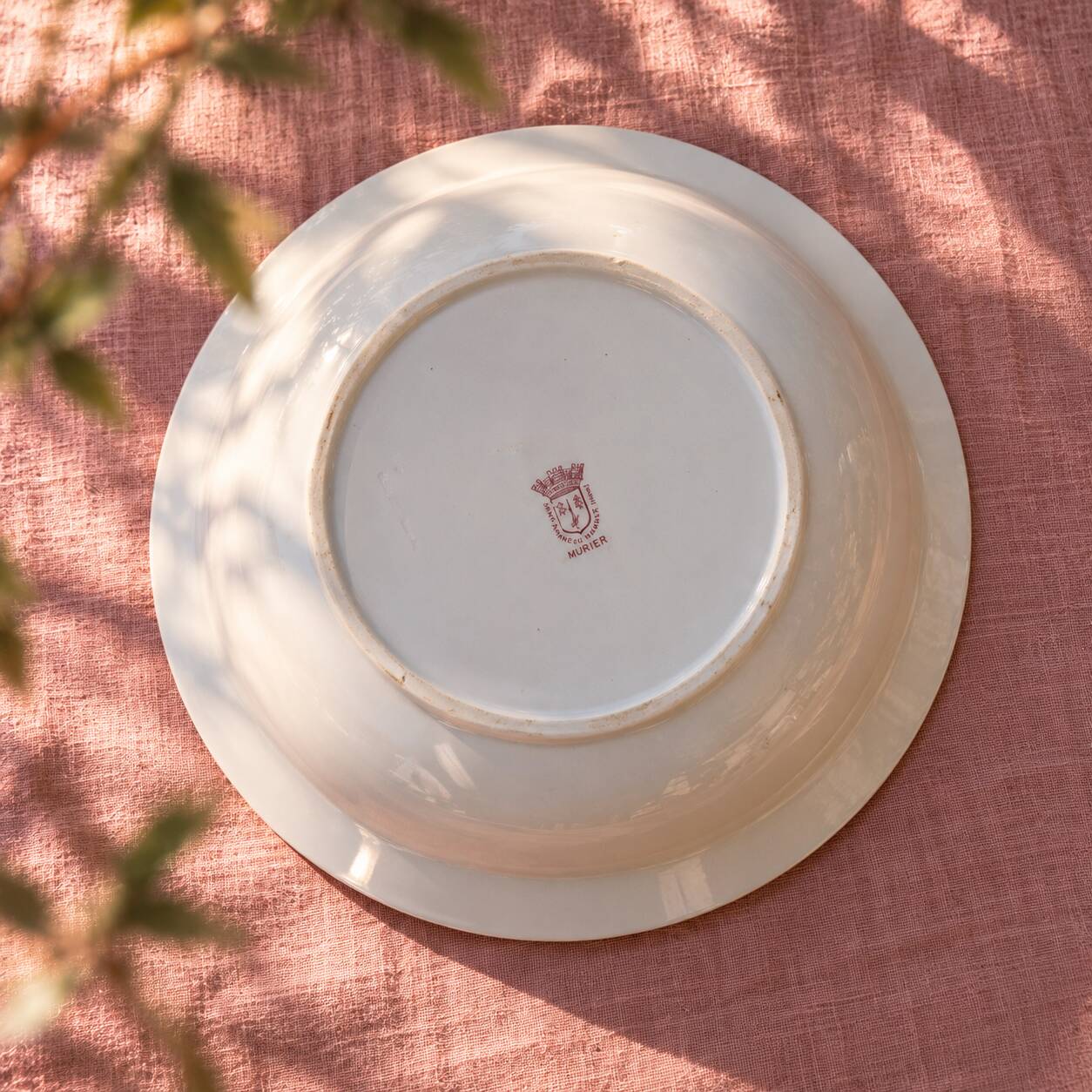 Pink ironstone salad bowl signed St Amand, Mûrier collection.