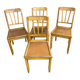 Set of 4 Antique Bistrot Chairs in Baumann Style Wood from the 60s