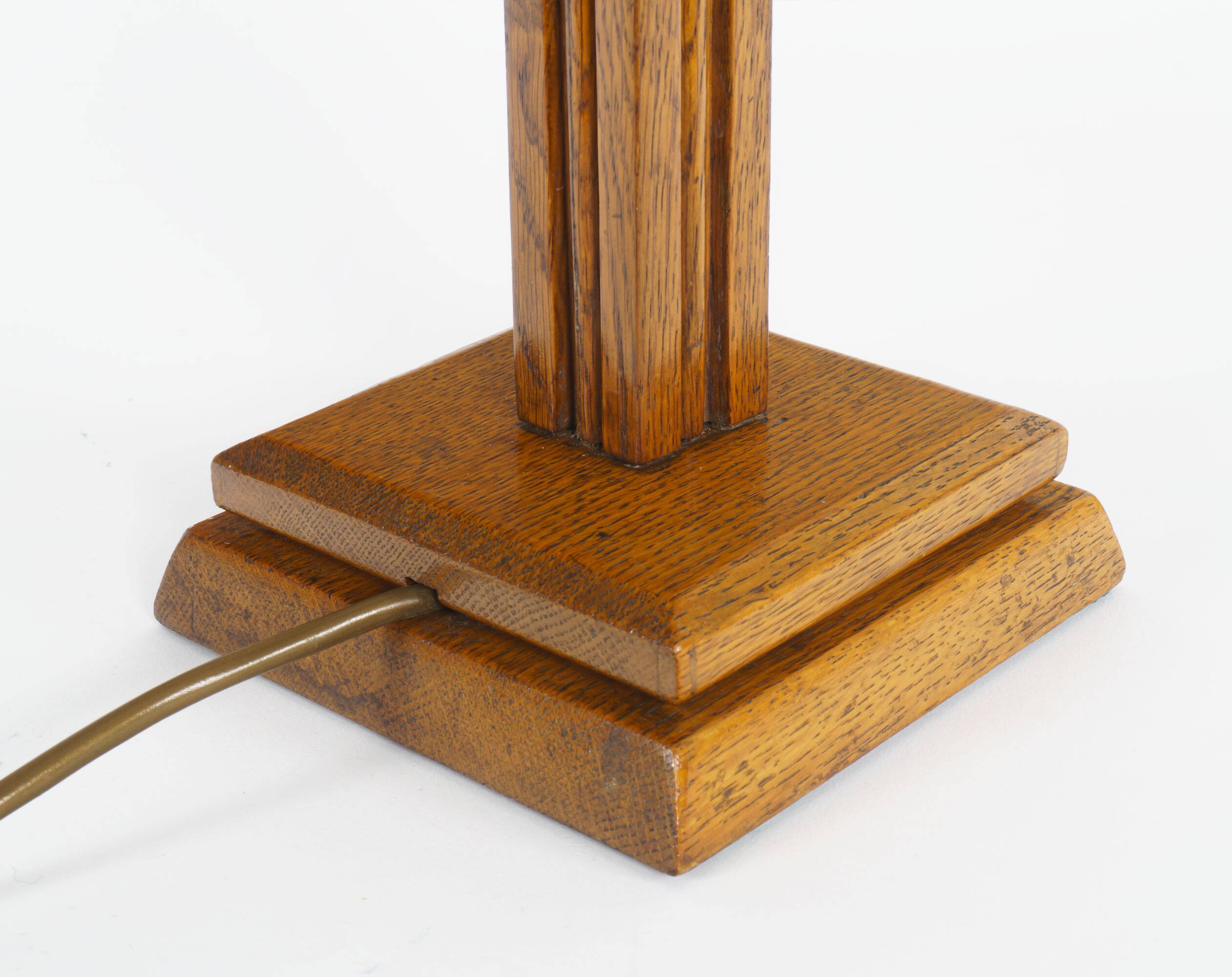 Vintage 1930s British Art Deco Oak Table Lamp