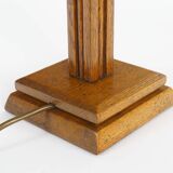 Vintage 1930s British Art Deco Oak Table Lamp
