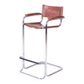 Chaise de bar Bauhaus en acier chromé et simili cuir, Allemagne, années 1970