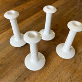 Set of 4 white ceramic candle holders