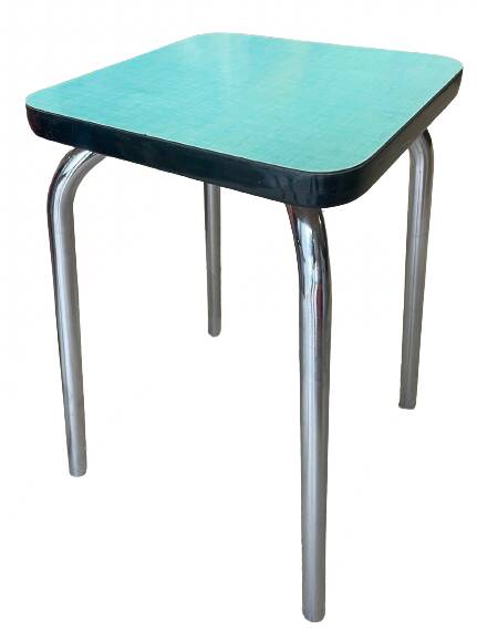 Set of green Formica stools 27 x 44