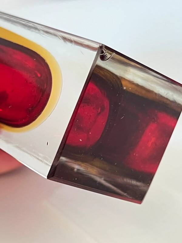 Vintage Murano blown glass sommerso vase - made in Italy