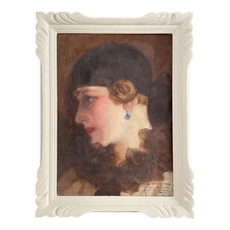 Antique Art Deco painting, circa 1930