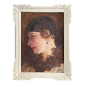 Antique Art Deco painting, circa 1930