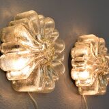 Mid Century Modern Germany Cut Glass Flush Mount Set 60s Bubble Flower Set