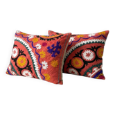 Lot de 2 housses de coussin brodées vintage 56x66 cm
