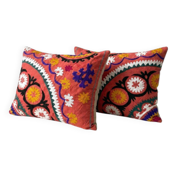 Set of 2 vintage embroidered cushion covers 56x66 cm
