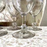 5 engraved glass stemmed glasses