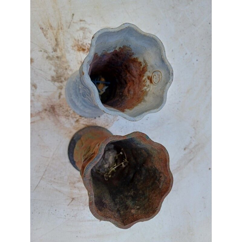 Pair of cast iron vases from 1900 from Charleville-Mézières