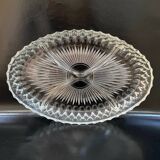 Plat serviteur ovale vintage en verre ciselé