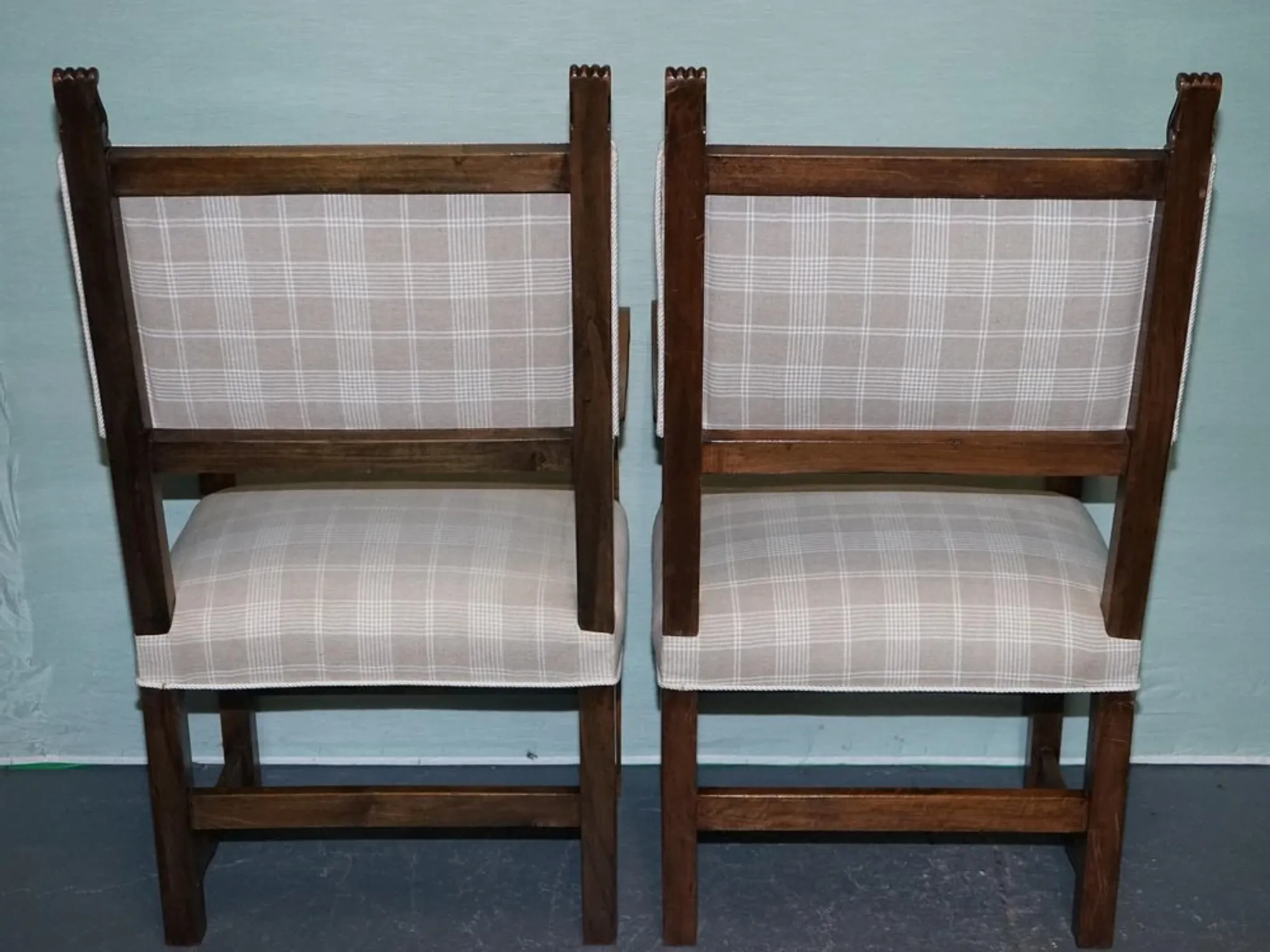Victorian Armchairs with Carved Wood Details, Set of 2
