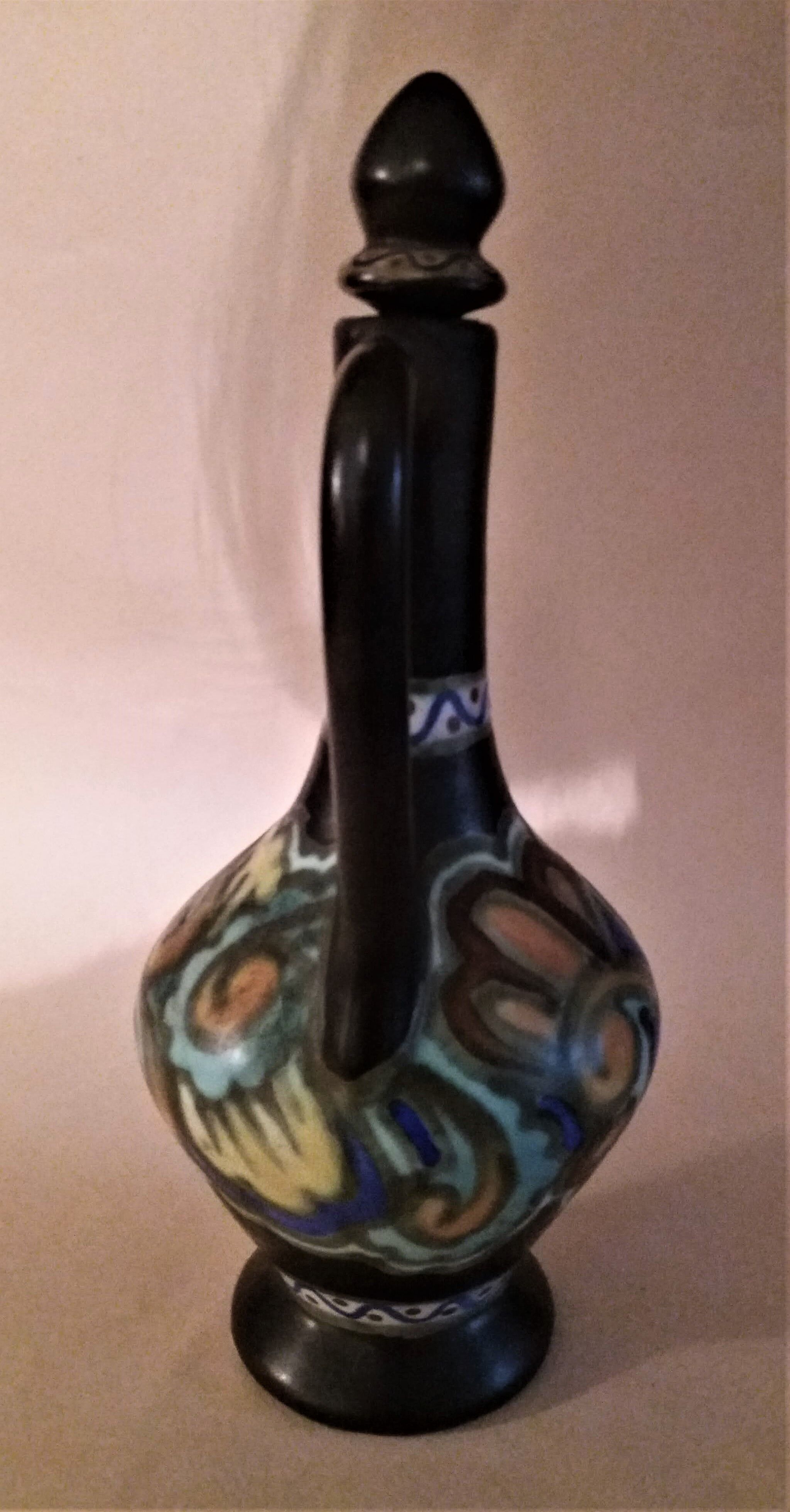 Ceramic carafe Gouda Bergen Holland art deco