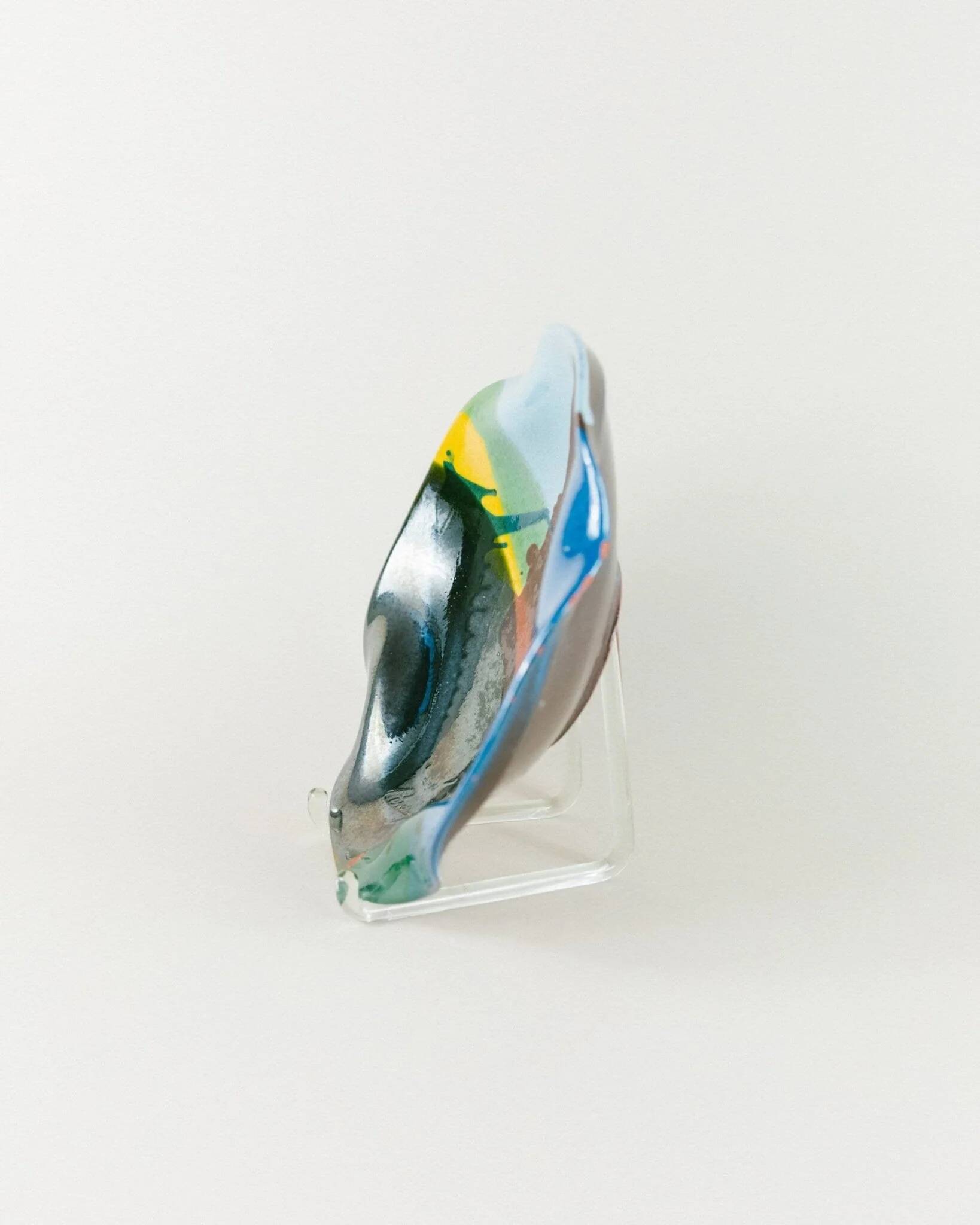 Multicolore glazed ceramic bowl, XL size, signed, Spanish mid-century design (60s-70s) ideal fruit centerpiece