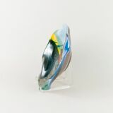 Multicolore glazed ceramic bowl, XL size, signed, Spanish mid-century design (60s-70s) ideal fruit centerpiece