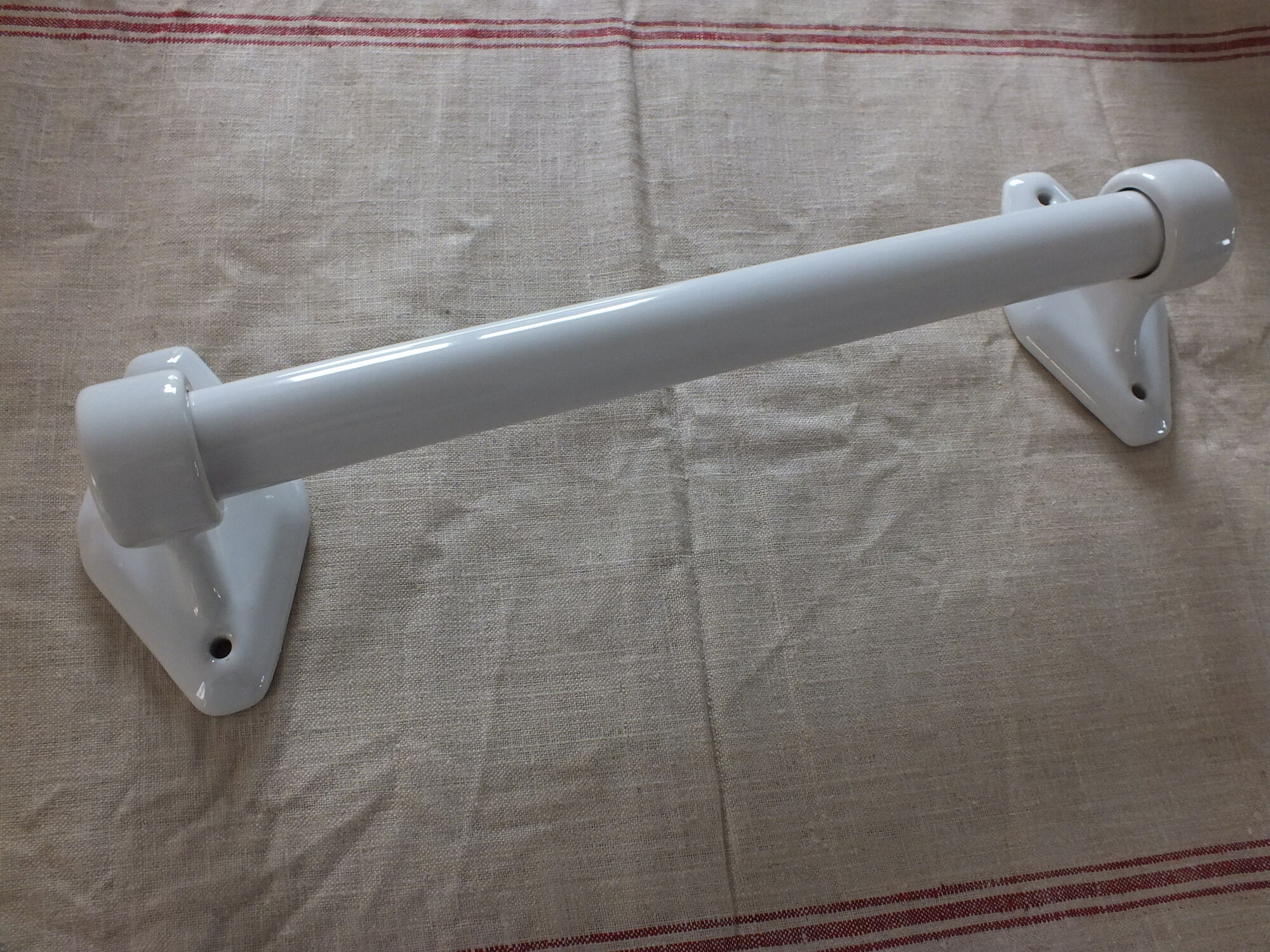 Large Art Deco towel bar in white porcelain