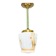 Small Art Deco Brass & Colored Glass Pendant Ligt, Germany 1930's, Restored