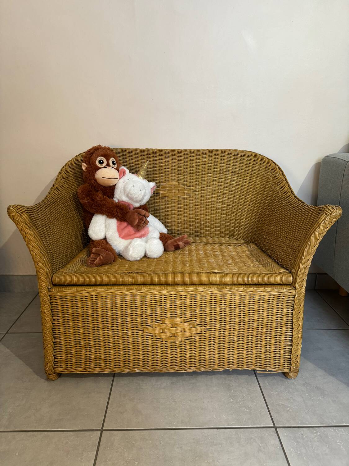 Rattan storage bench