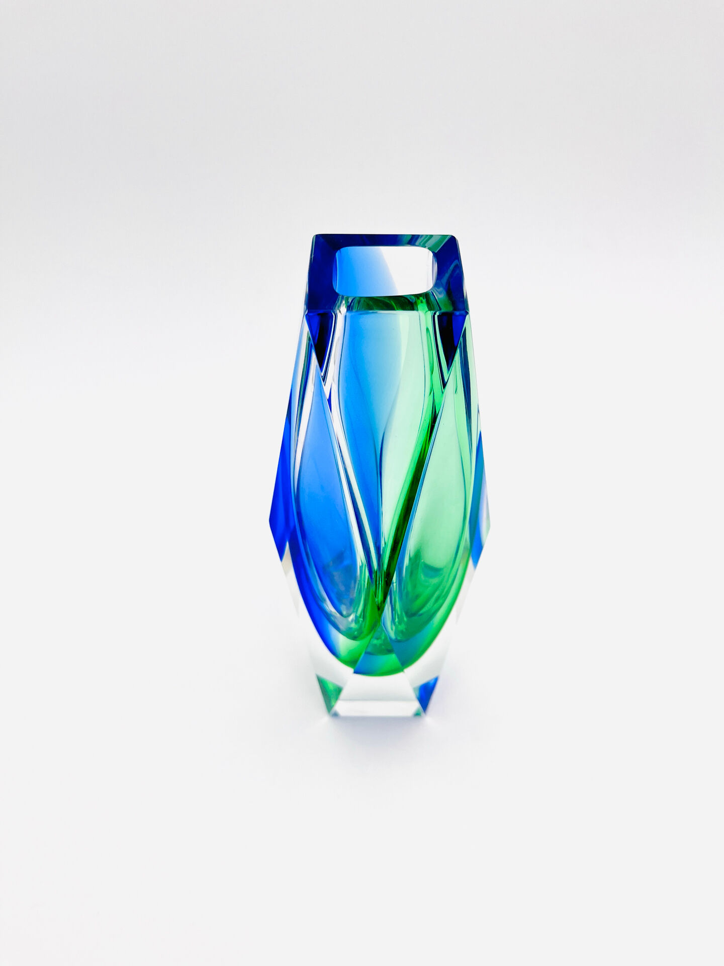 Vase Alessandro Mandruzzato - Murano - Sommerso - Blue & Green - 1960