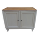 Vintage beige sideboard with oak top.