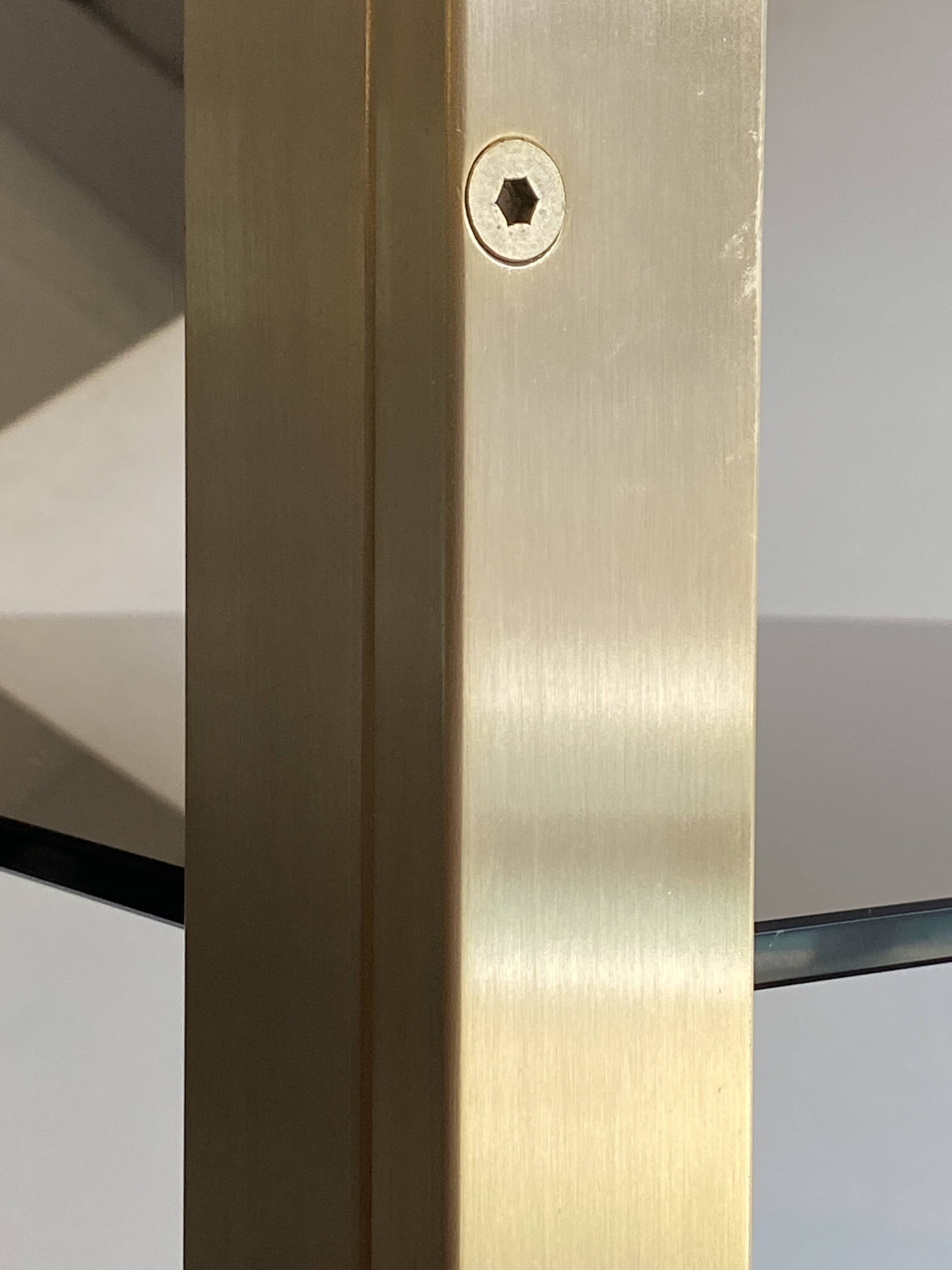 Bibliothèque vitrine étagère murale angle modulable verre et métal doré 70