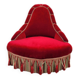 Fauteuil crapaud d'angle en velour époque Napoléon iii