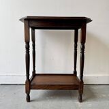 Table d'appoint ancienne en bois à 2 niveaux