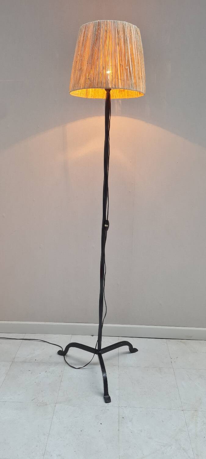 Brutalist wrought iron floor lamp