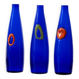 Set of Blue Glass Vases, 1970s