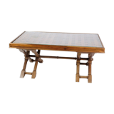 Table basse en bois foncé avec plateau en verre des années 1960