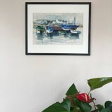 Watercolor by Louis PARRENS (1904-1993). Le Guilvinec