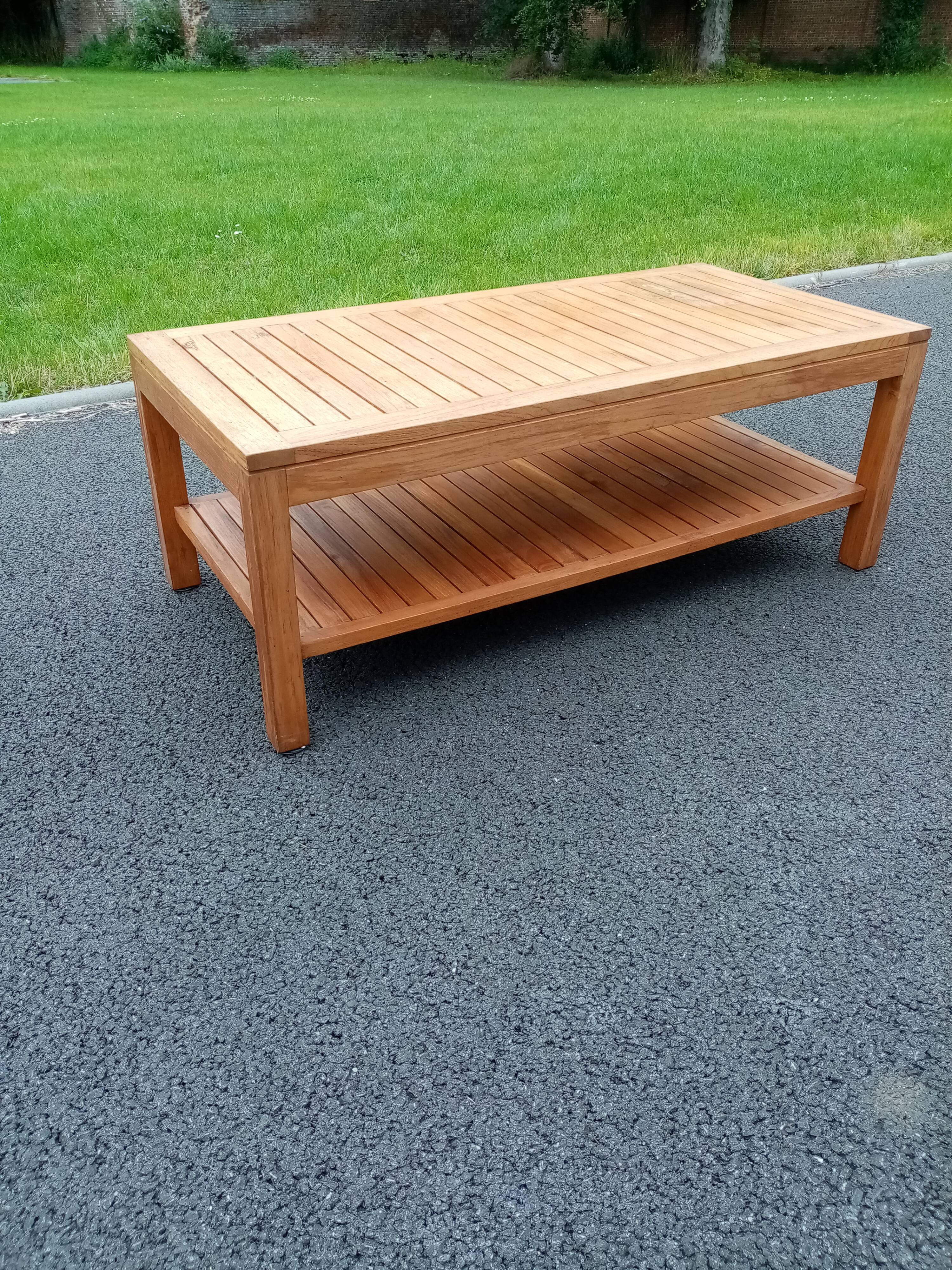 Genuine colonial teak coffee table with lower tray