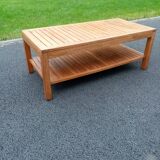 Genuine colonial teak coffee table with lower tray