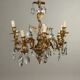 Antique Rococo-style chandelier in gilded bronze, 20th century.