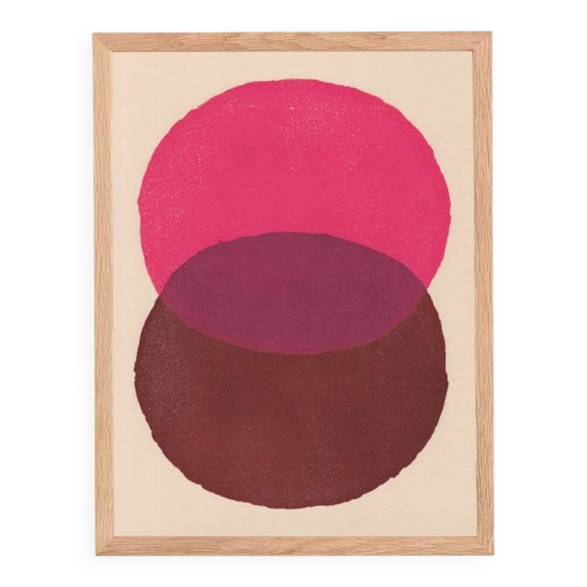 Abstract painting 30x40 illustration in pink and brown signed Eawy.