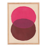 Abstract painting 30x40 illustration in pink and brown signed Eawy.