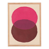 Abstract painting 30x40 illustration in pink and brown signed Eawy.